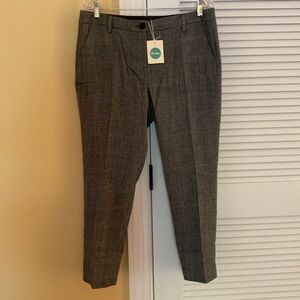 BODEN WM331 WOMEN'S GREY CHECK PLAID STRAIGHTLEG WOOL CROP TROUSERS - US 12